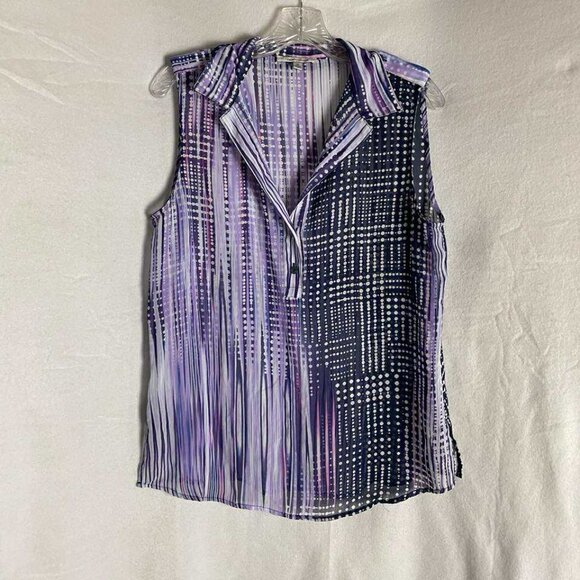 EUC Quintessential Sheer Purple Black Blouse size Medium - Picture 1 of 5